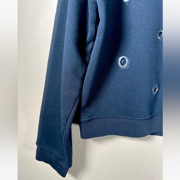 SANDRO Paris Crewneck Sweatshirt With Silver Grommet Eyelets Black - Picture 4 of 9